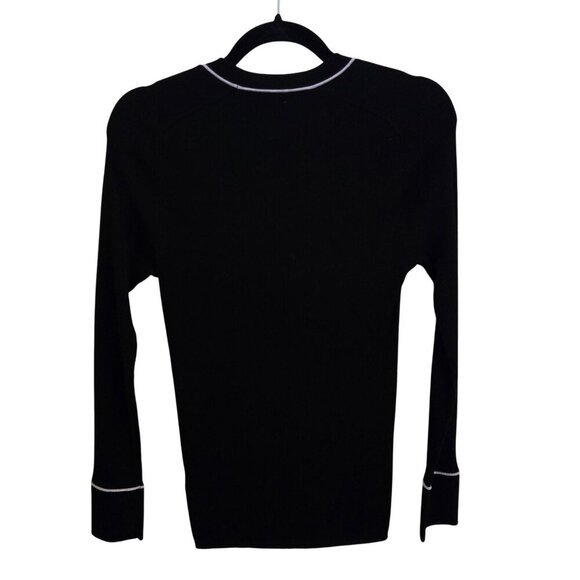 Veronica Beard Kinnie Ribbed Pullover Merino Wool Black Designer Sweater Size M - Picture 3 of 10